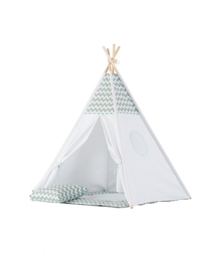 Tenda Tepee Zig Zag Menta e Grigio Tenda Tepee Zig Zag Menta e Grigio
