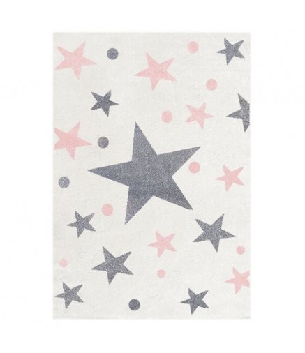 TAPISO Baby Tappeto per Cameretta dei Bambini Grigio Rosa Blu Bianco Nero  Stelle 120 x 170 cm