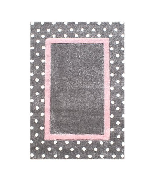 TAPISO Baby Tappeto per Cameretta dei Bambini Rosa Blu Grigio Bianco Piazze  Geometrico 180 x 250 cm