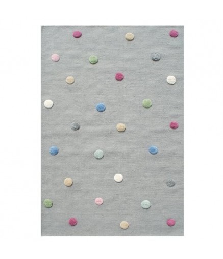 Tappeto Grigio con Pois Multicolor Lana Vergine