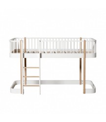 Letto a Soppalco Basso Wood Oliver Furniture- 2 Varianti Colore