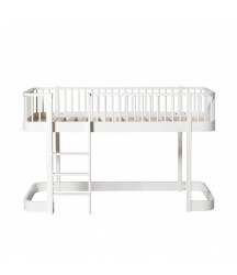 Letto a Soppalco Basso Wood Oliver Furniture Bianco